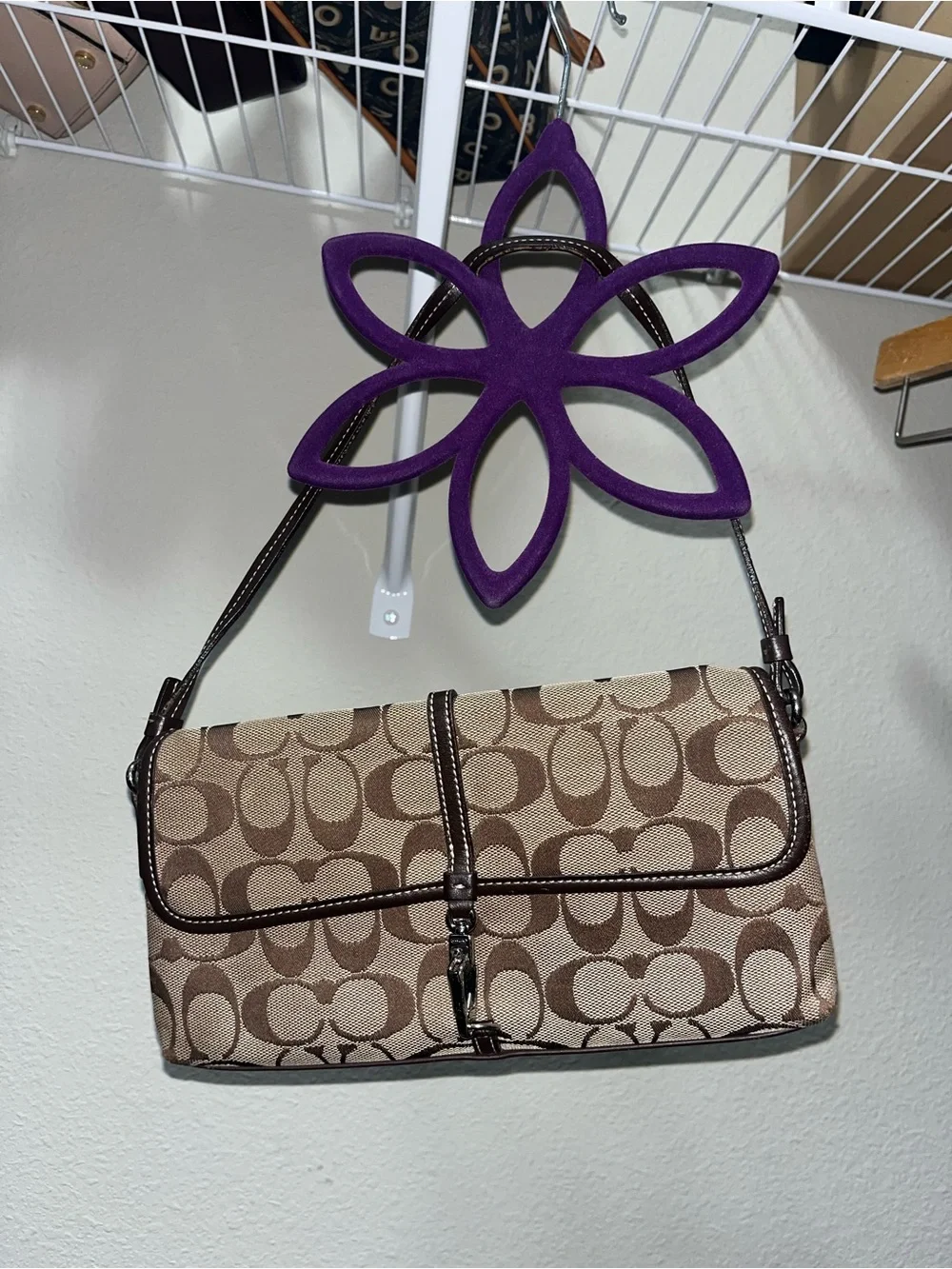 Coach Tan & Brown Signature Canvas Shoulder Bag